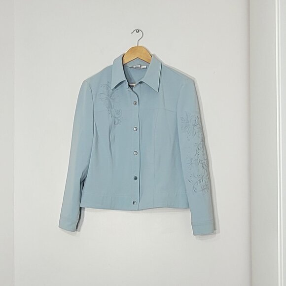 Proportion Petite Conrad C Light Blue Floral Embroidery Jacket Size 12 Petite - Picture 4 of 15